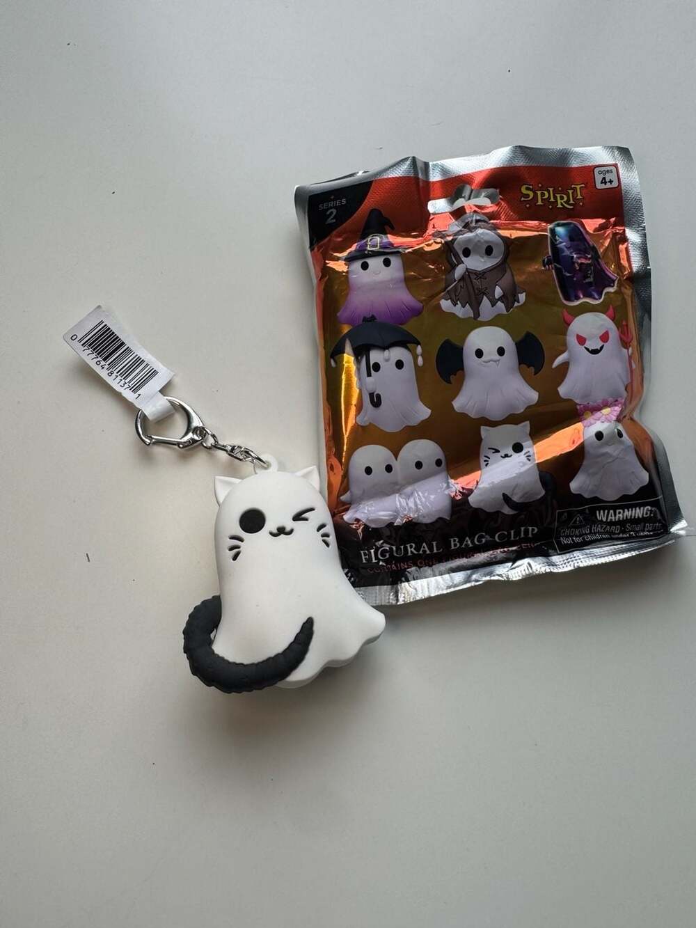 Spirit Halloween Ghost Cat Figural Bag Clip Series 2 Keychain